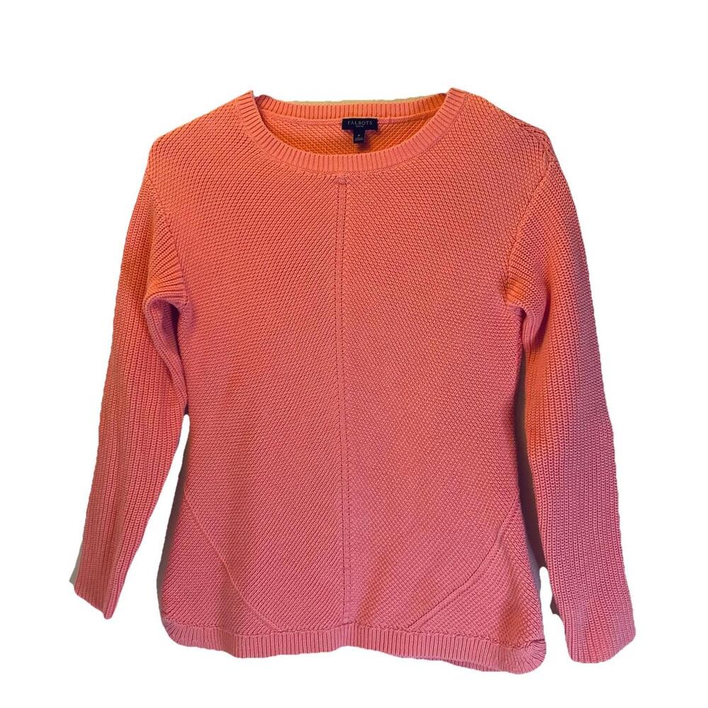 Talbots Womens Sweater Knit 100% Prima Cotton Salmon Size PS Rounded Bottom